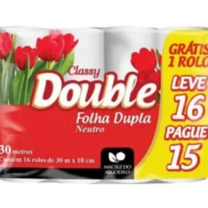 Papel Higiênico Double 30 Mts Folha Dupla c/ 16 Rolos