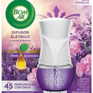 Difusor Elétrico c/ 01 Refil Grátis - Bom Ar - Lavanda